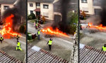 Funny Video : Kleines Lagerfeuer beim Straßenbau