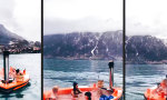 Lustiges Video : Der Pool im See in den Bergen am Meer